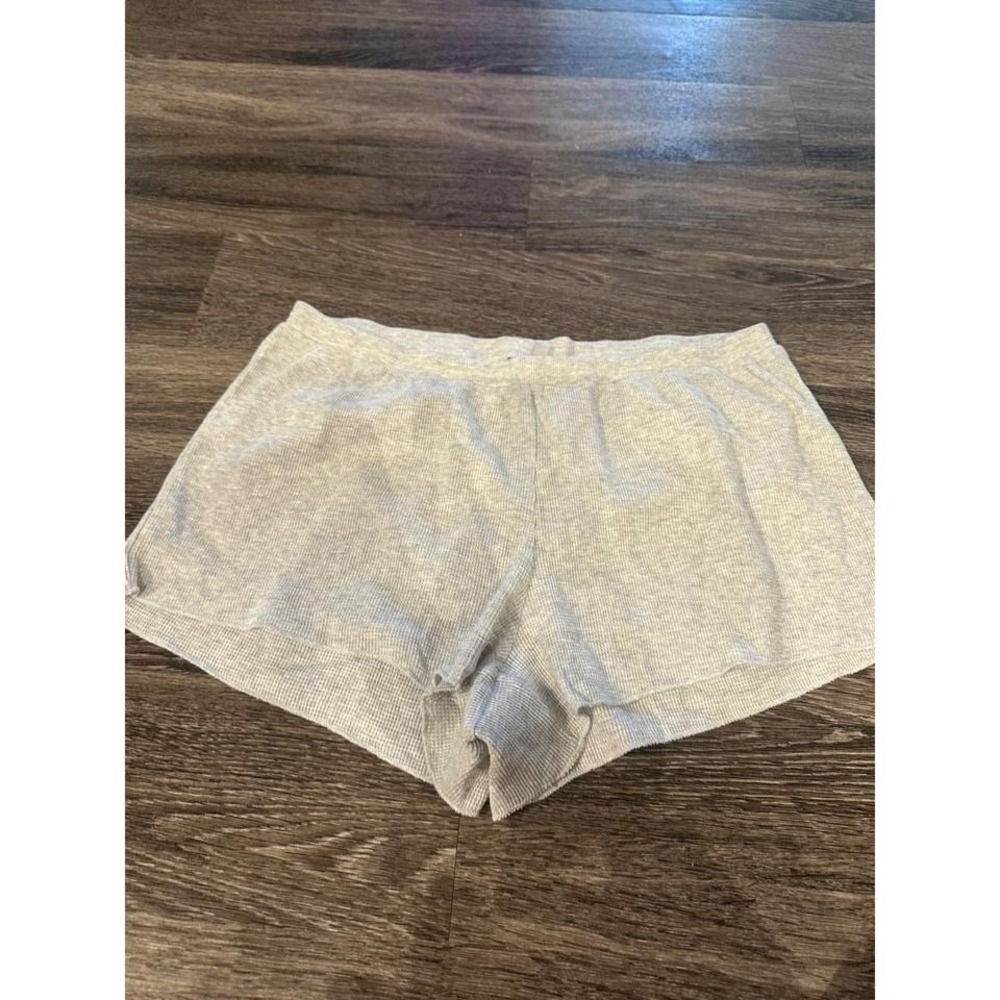 Skims Womens Grey Ribbed Knit Lounge Shorts Sleepwear Size XL